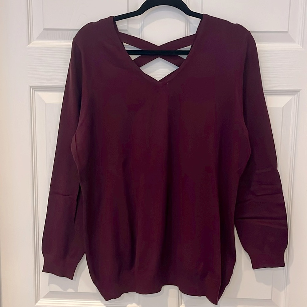 Beautiful V-neck sweater. Gorgeous back straps.